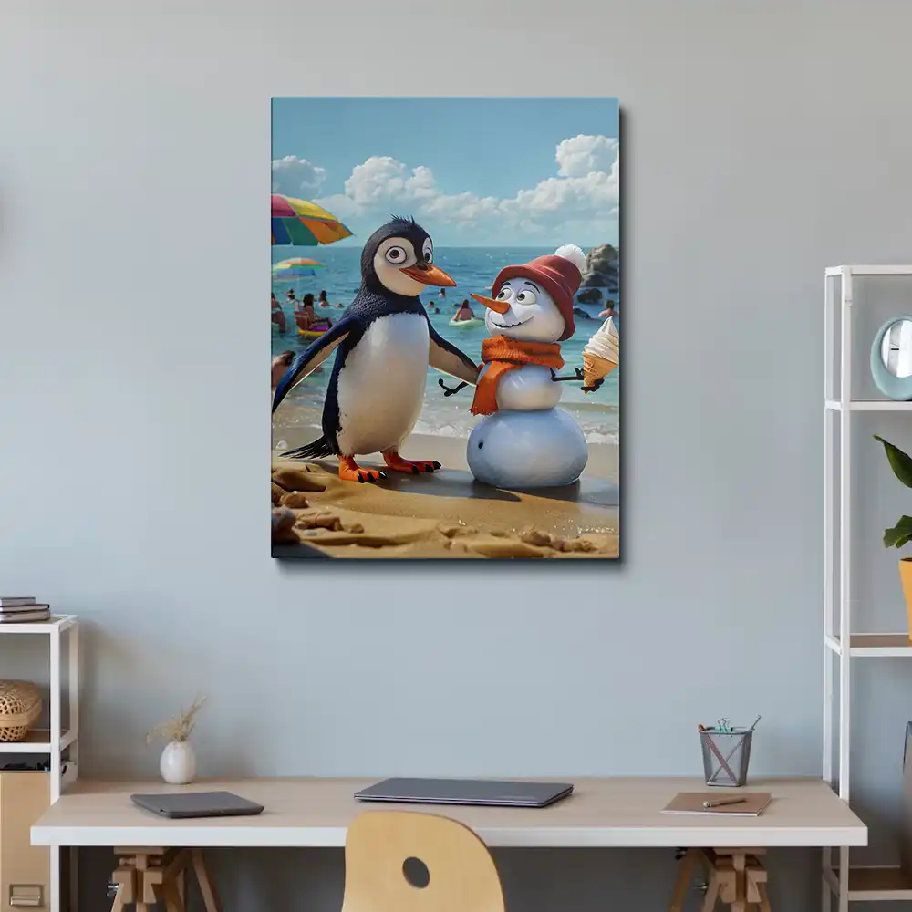 3 Playful Penguin and Snowman Beach
