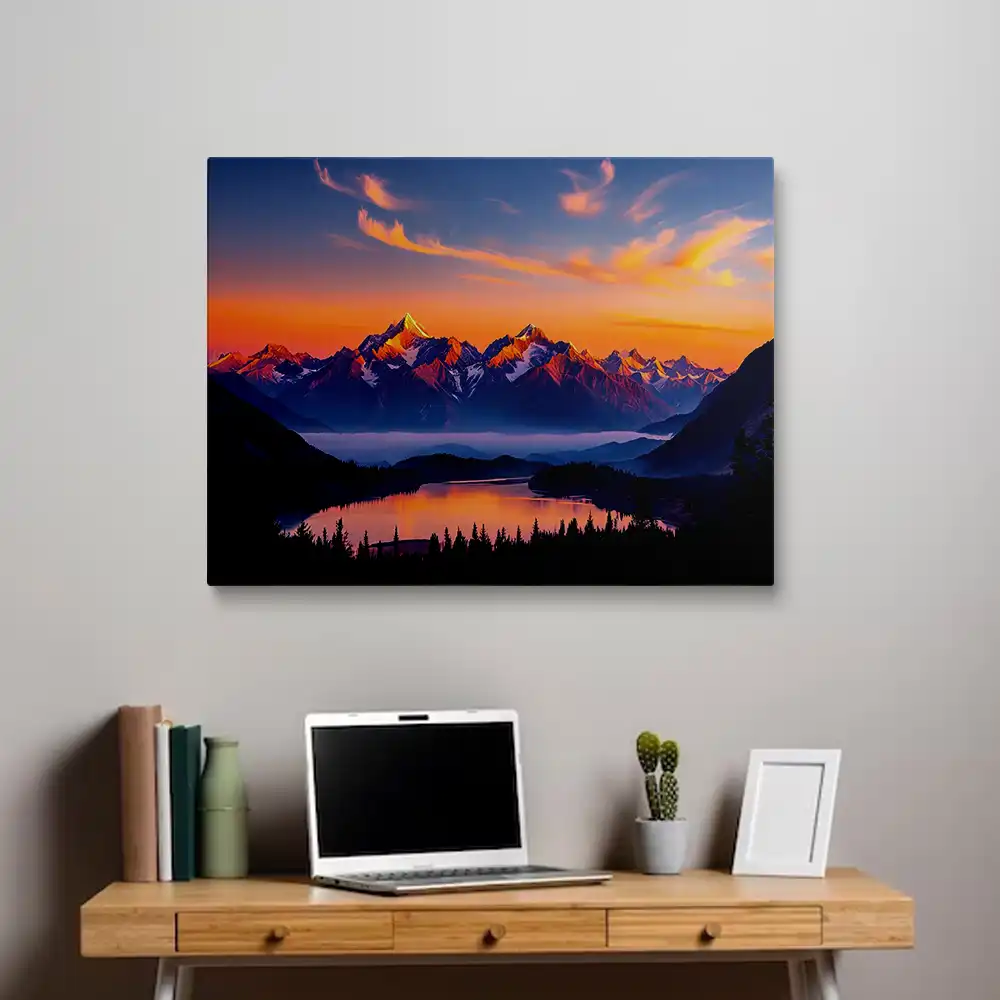 3 Vibrant sunset mountain range