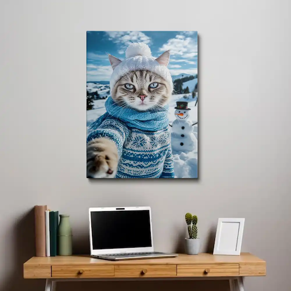 3 Whimsical winter tabby cat