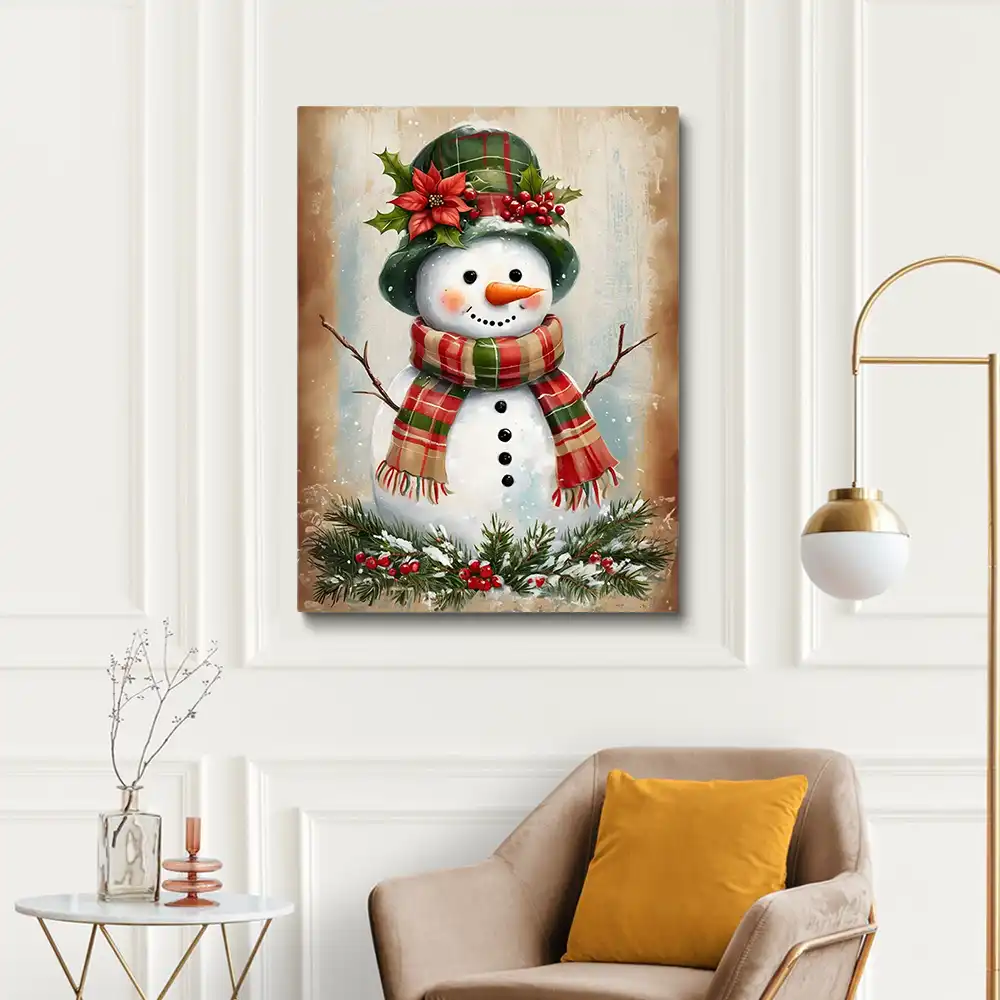 3 Cheerful snowman portrait painting