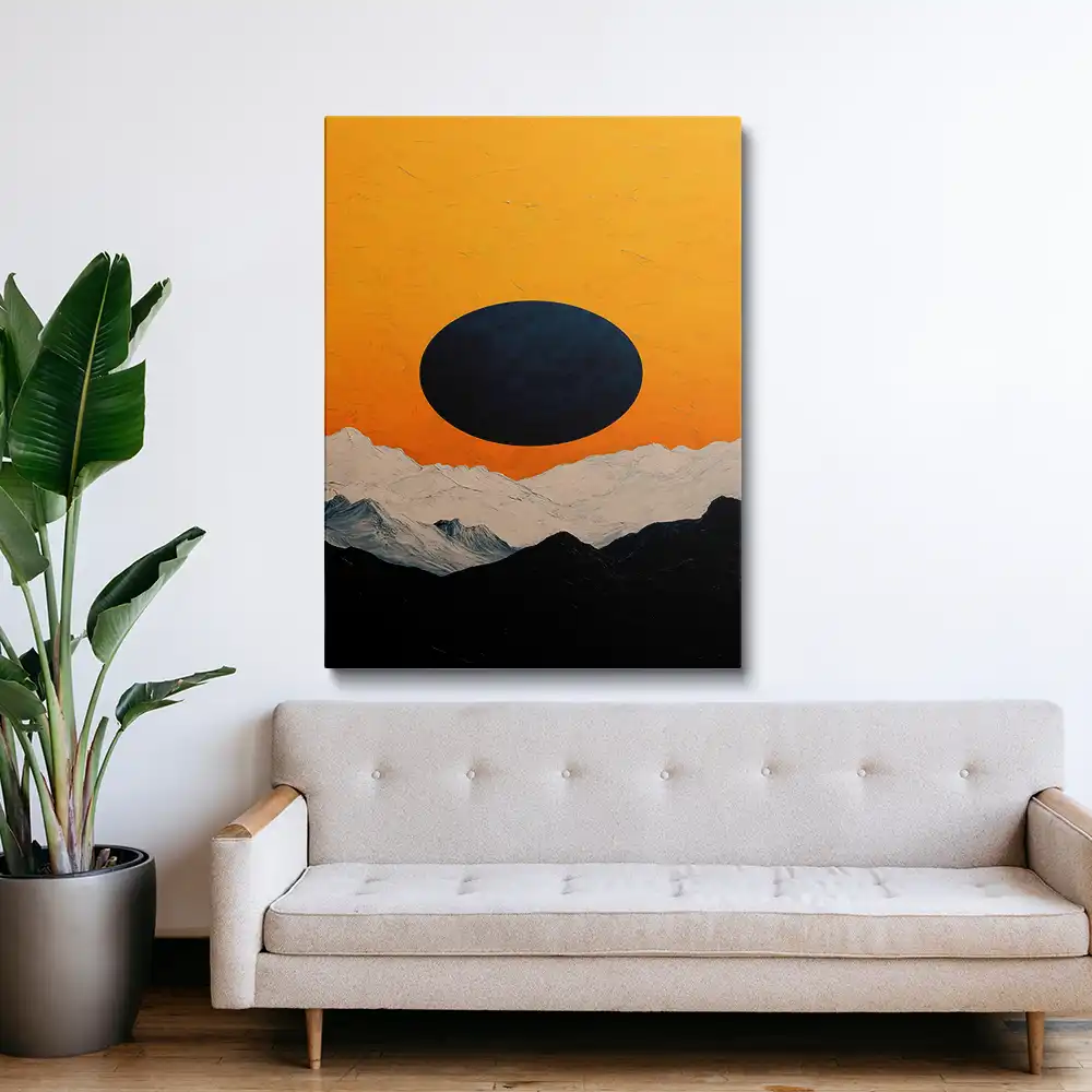 3 Sunset over mountains painting