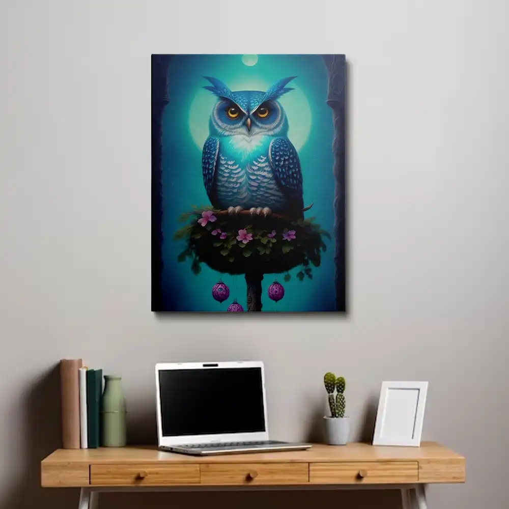 3 Blue owl painting