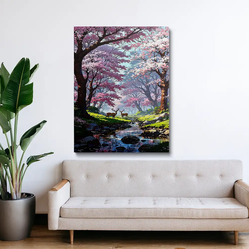 3 Cherry blossom forest painting