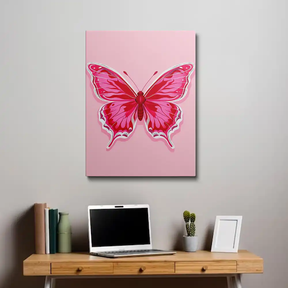 3 Vibrant pink and red butterflies