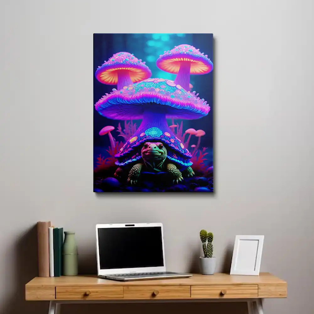3 Glowing turtle with mushrooms