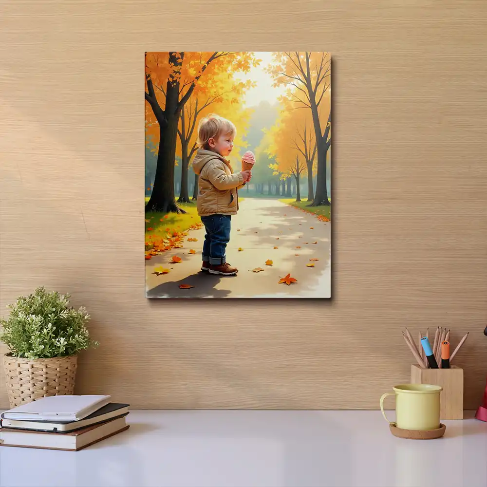 3 Boy eating ice cream painting