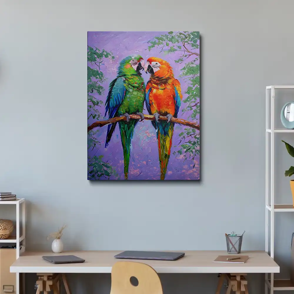 3 Vibrant impressionist parrots