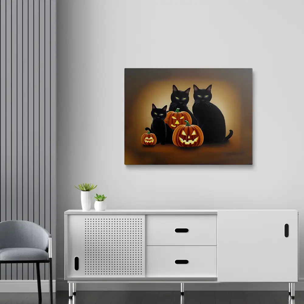 3 Halloween cats trick or treat