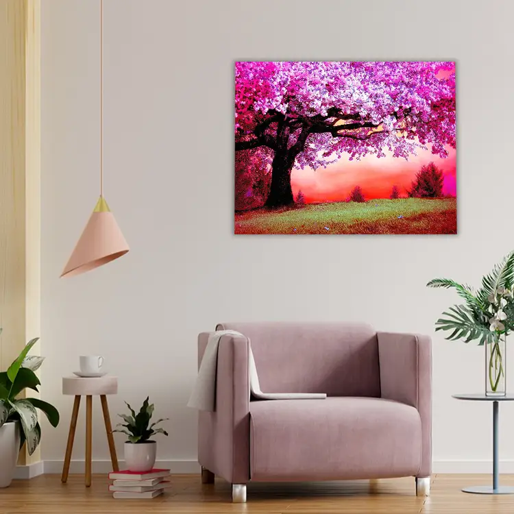 3 Purple tree red sunset