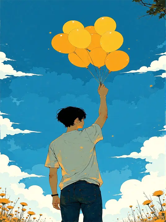 Boy holding balloons Boy holding balloons