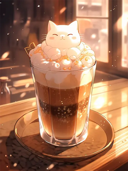 Cat and Iced Coffee Cat and iced coffee
