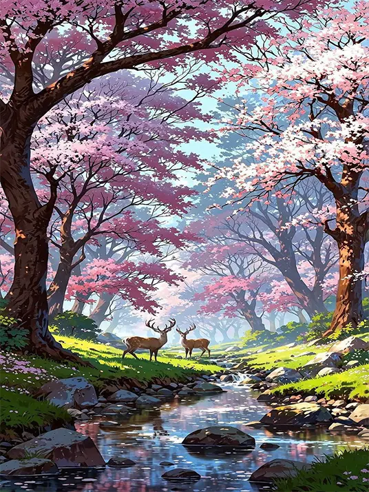Cherry Blossom Forest Painting Cherry blossom forest painting