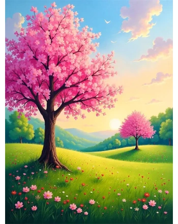 Cherry blossom trees painting