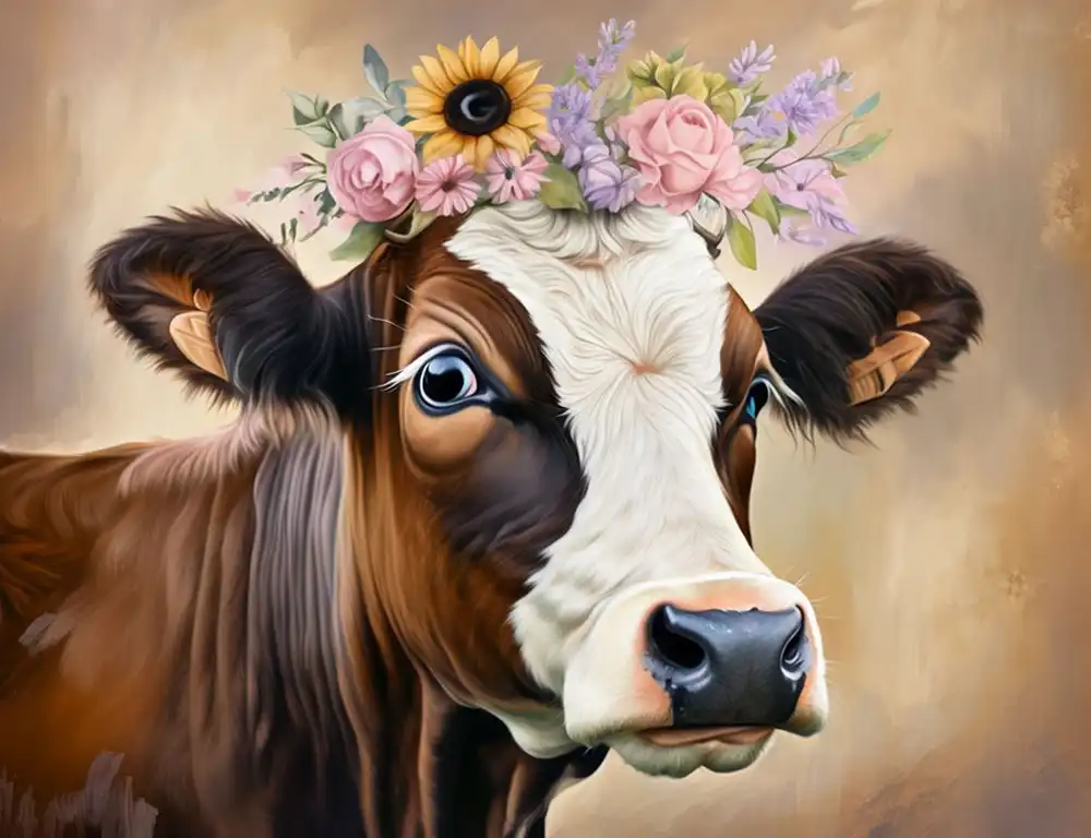 Cow with floral crown Cow with floral crown
