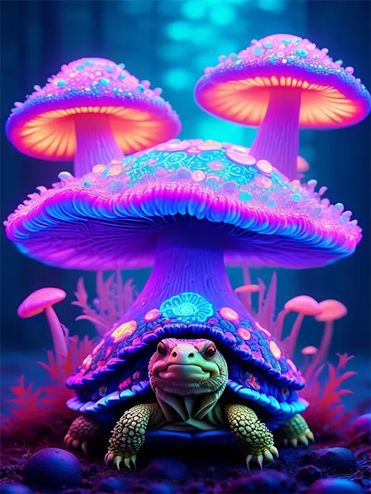 Glowing Turtle with Mushrooms Glowing turtle with mushrooms