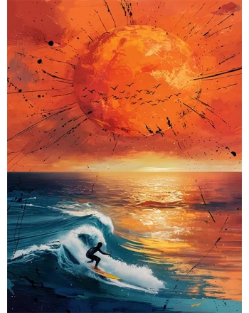 Ocean Surfing at Sunset