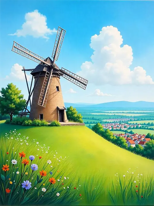 Painting of a Windmill Painting of a windmill