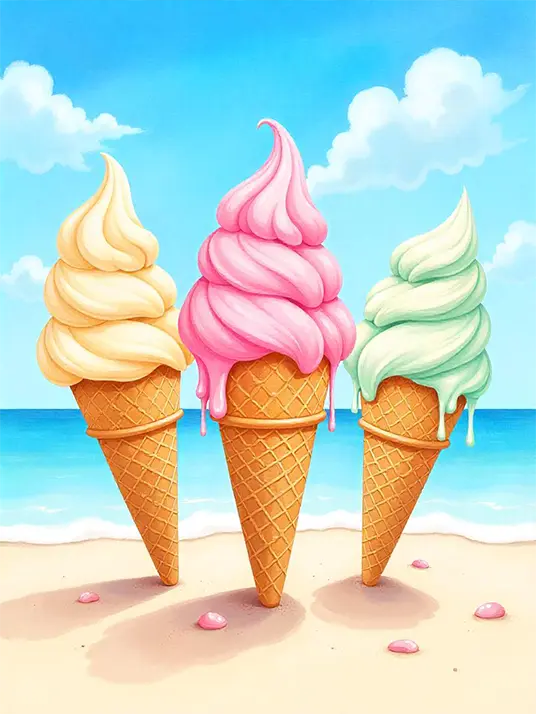 Painting of a melting ice cream Painting of a melting ice cream