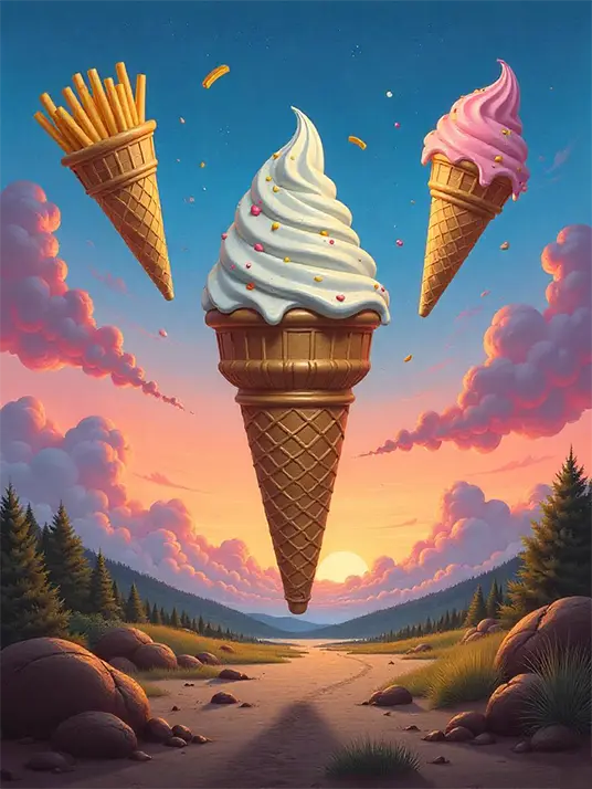 Painting of an ice cream cone Painting of an ice cream cone
