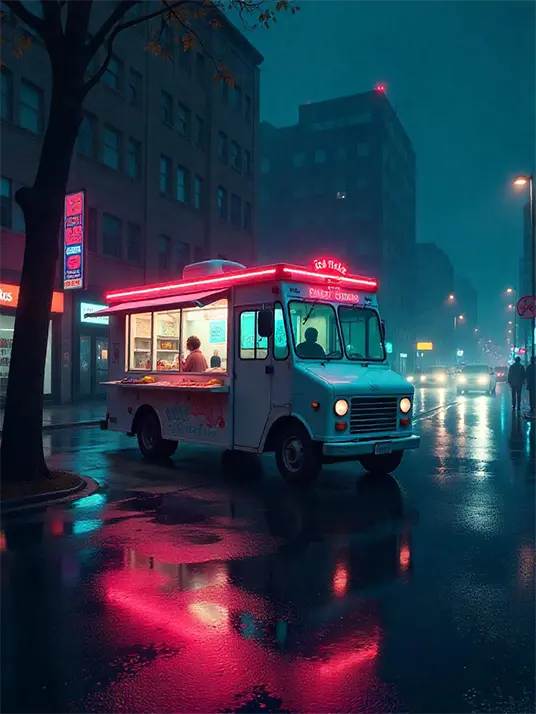 Painting of an ice cream truck Painting of an ice cream truck