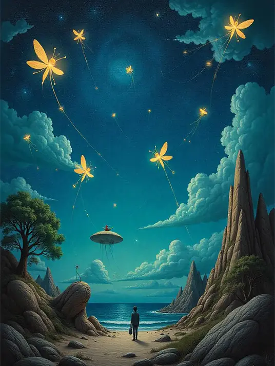 Painting of fireflies Painting of fireflies