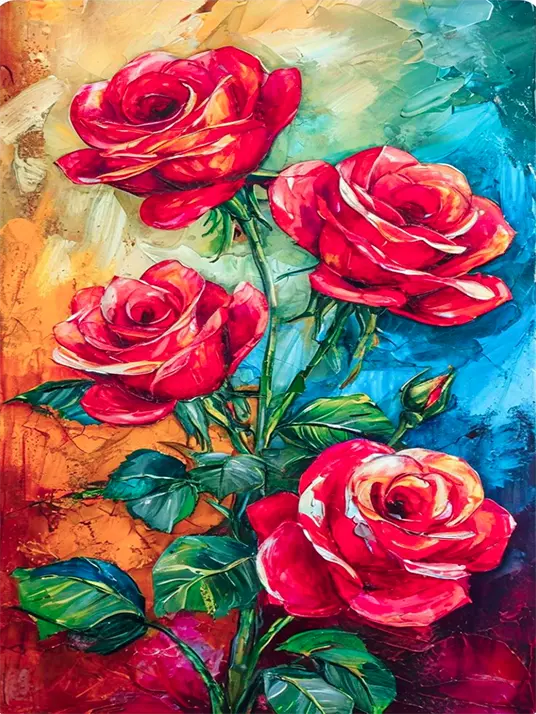 Painting of red roses Painting of red roses