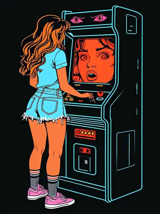 Retro Arcade Gaming Woman Retro arcade gaming woman