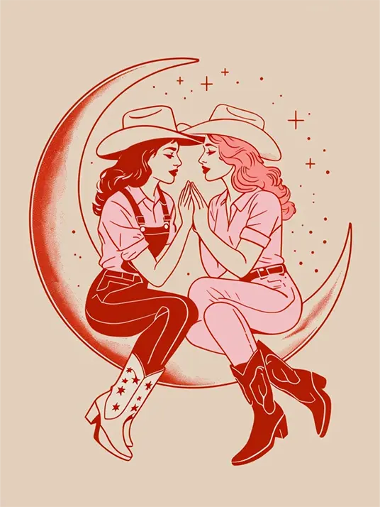 Romantic Women on Crescent Moon Romantic women on crescent moon