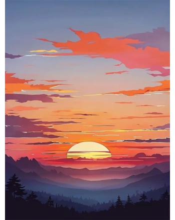 Sunset Scene with Silhouetted Trees