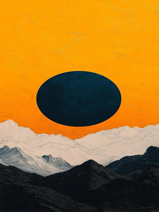 Sunset over mountains painting Sunset over mountains painting