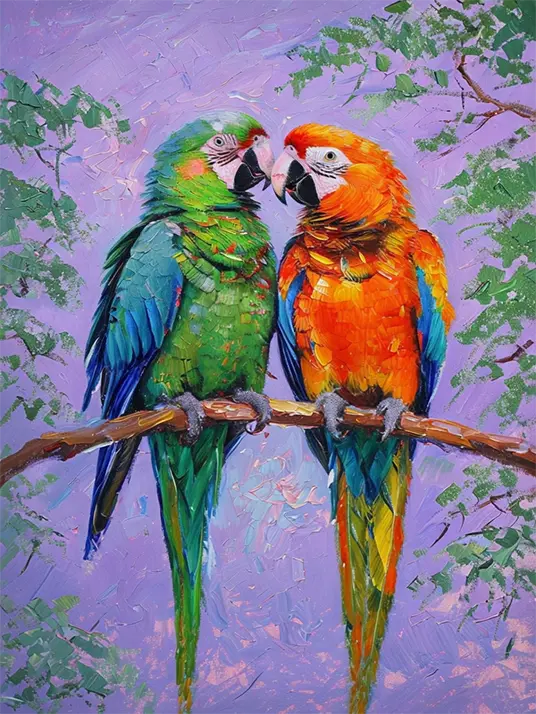 Vibrant Impressionist Parrots Vibrant impressionist parrots