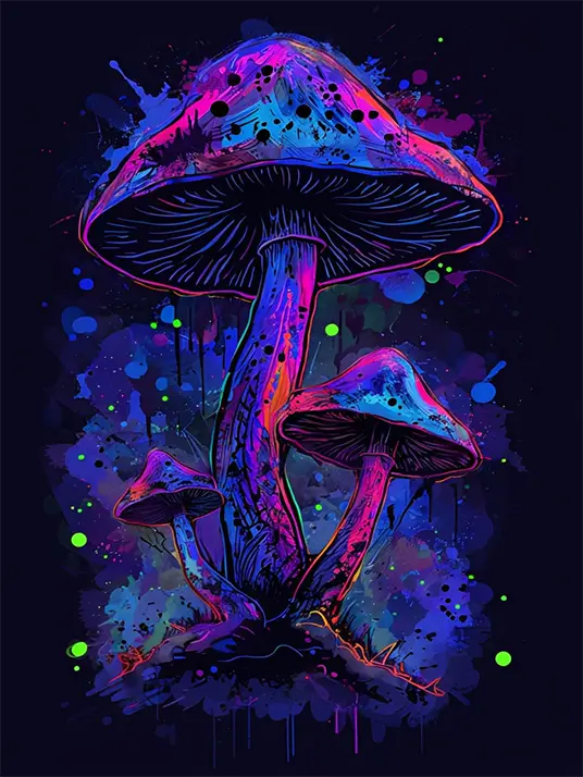Vibrant Neon Mushrooms Vibrant neon mushrooms