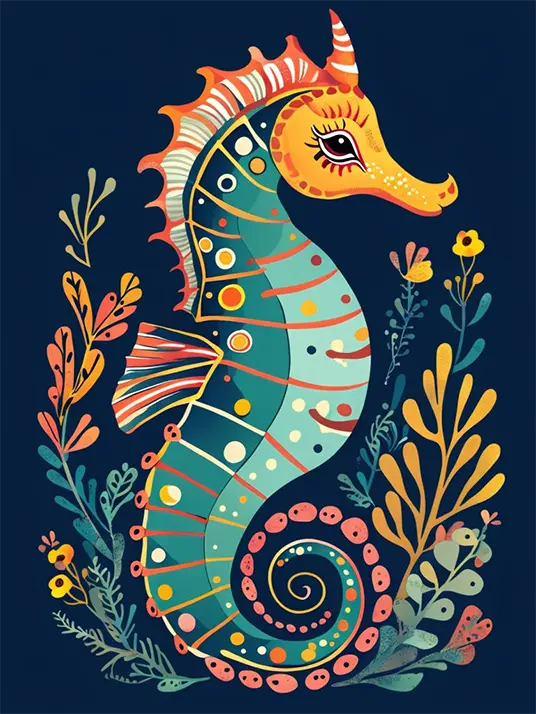 Whimsical Colorful Seahorse Whimsical colorful seahorse