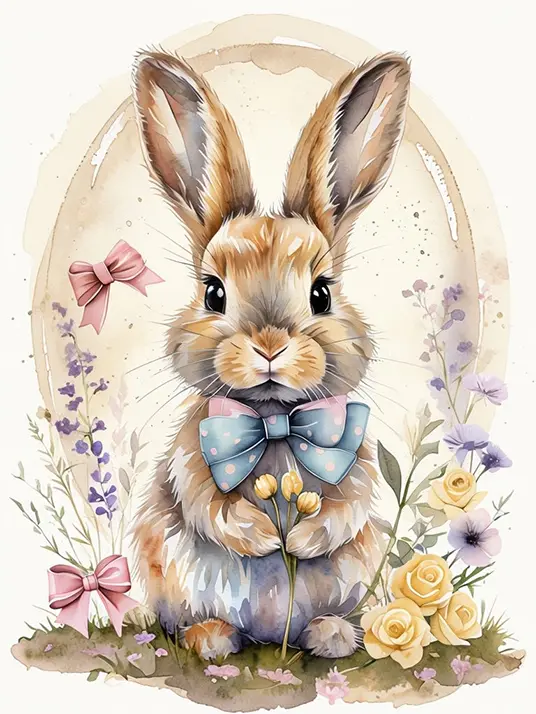 Whimsical Watercolor Bunny Whimsical Watercolor Bunny