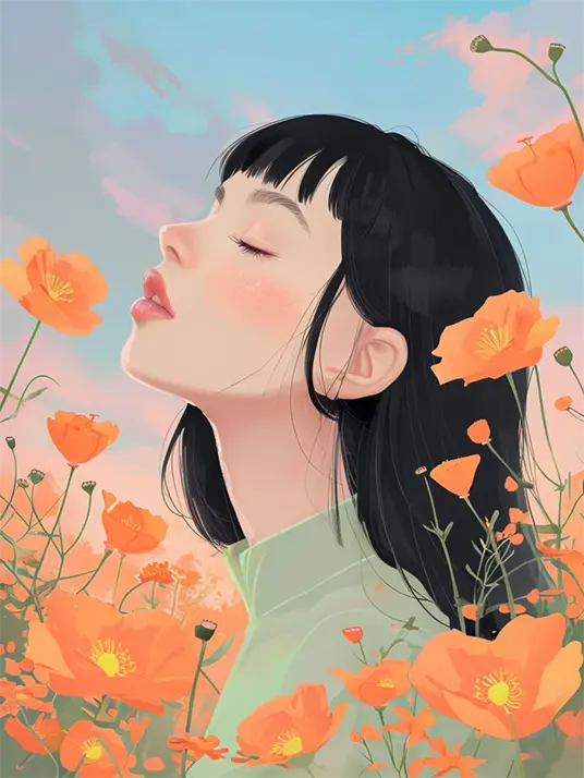 Woman with poppies Woman with poppies