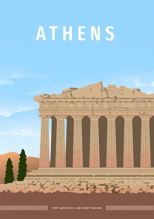 old Travel poster athens