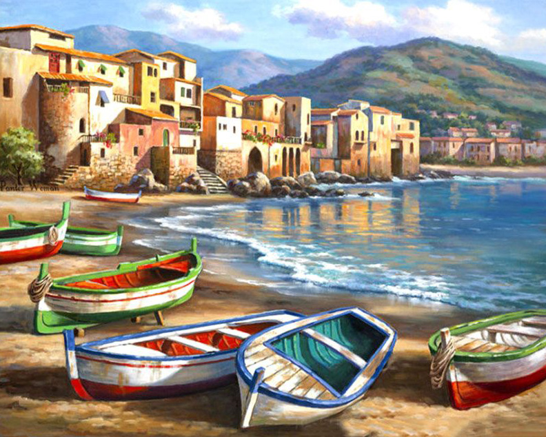 Beach boats DIY painting