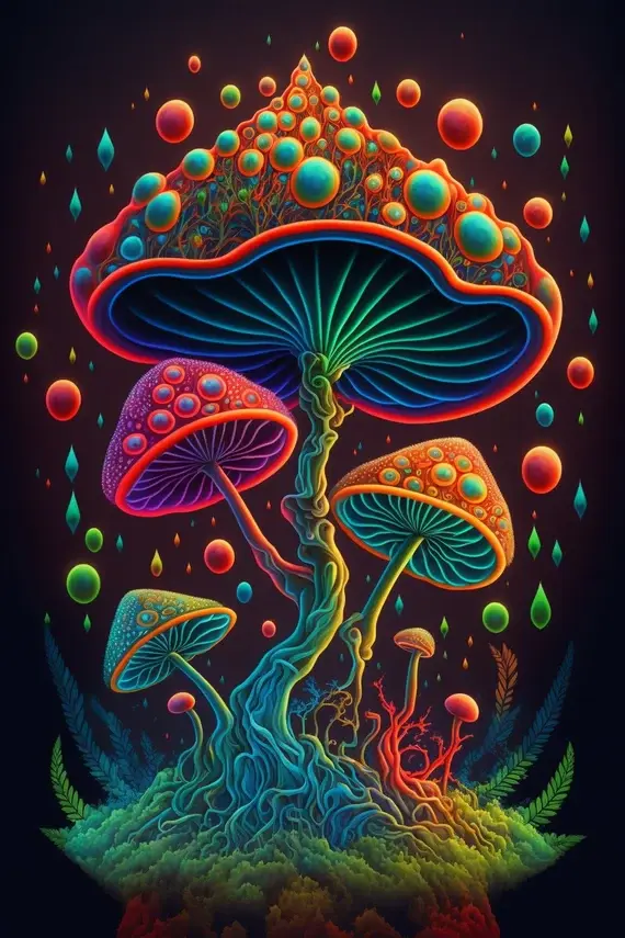 Trippy mushroom painting