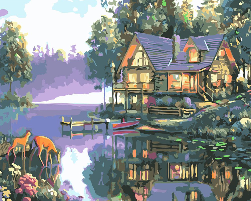 Beautiful cottage numbers painting