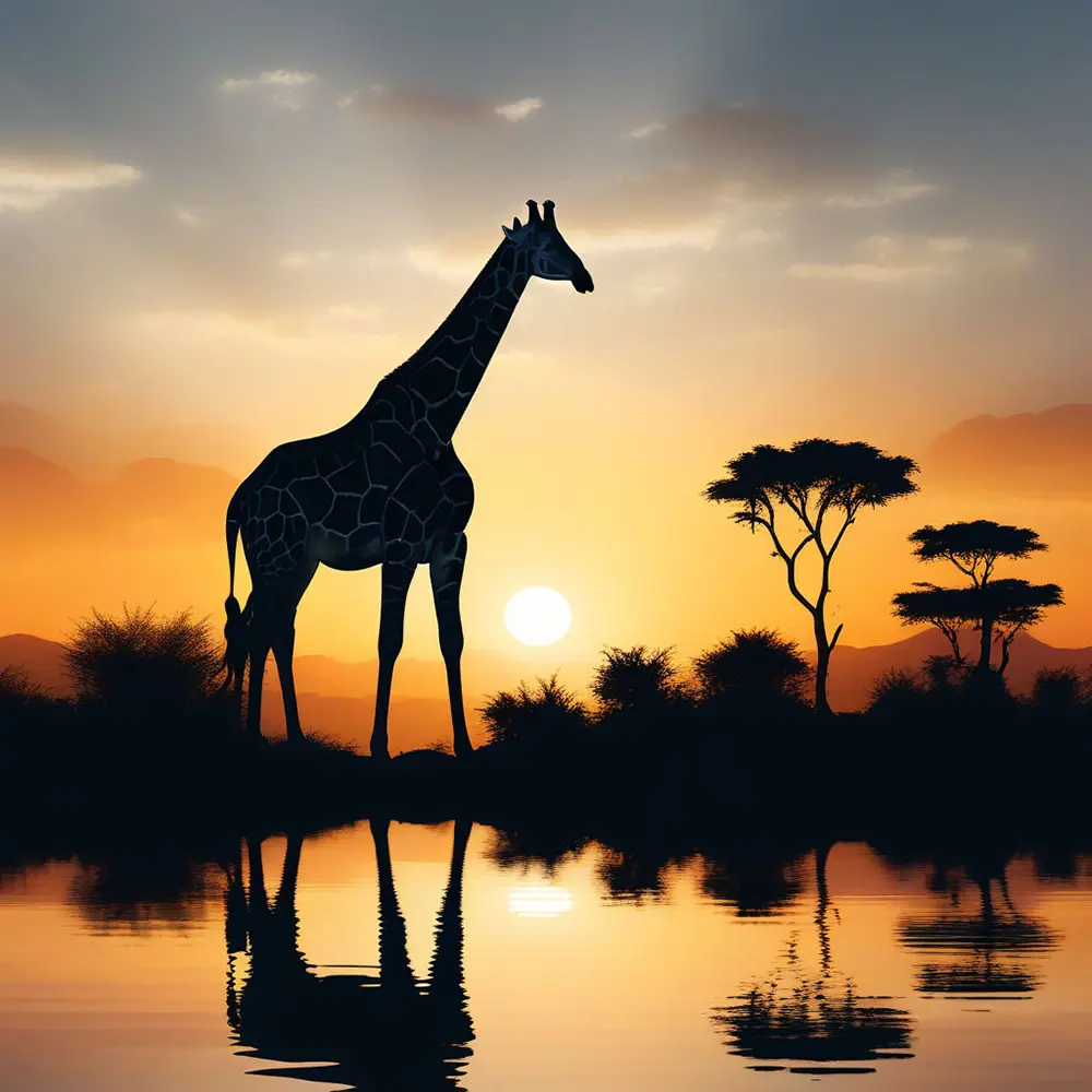 Giraffe silhouette sunset