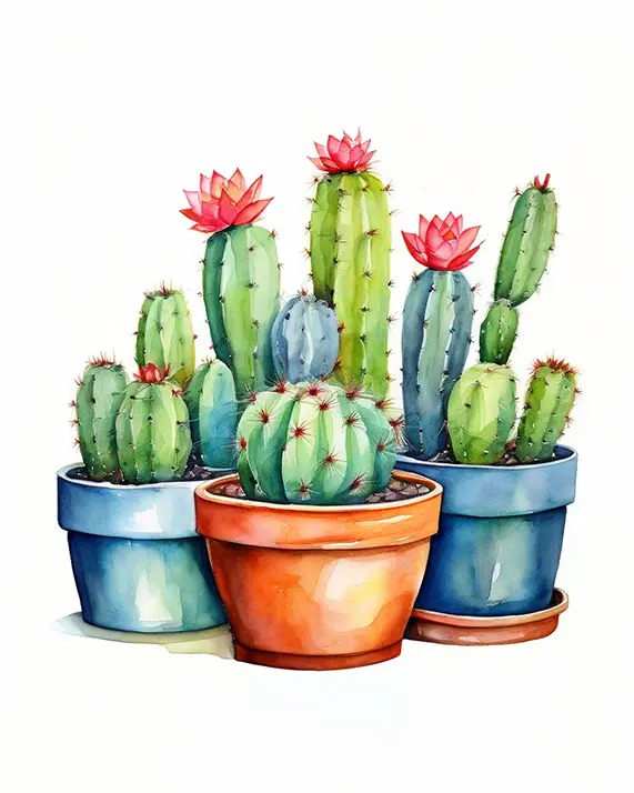 Watercolor cactus painting