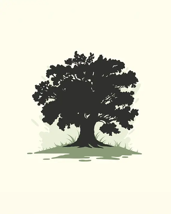 Oak tree silhouette