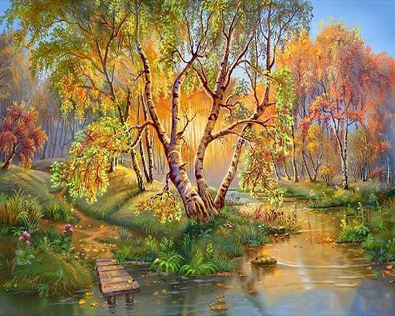 Autumn birches painting