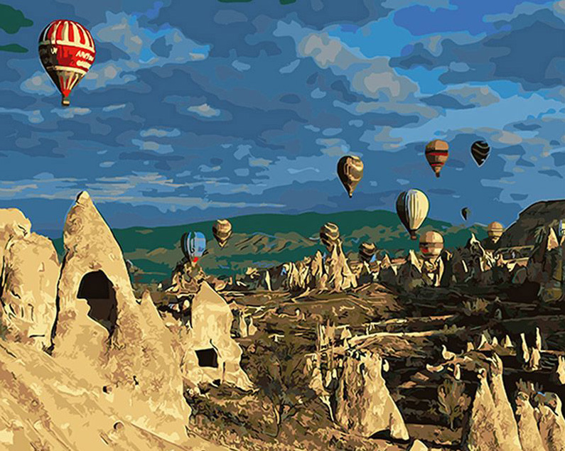 Hot Air Balloon in Sky Painting