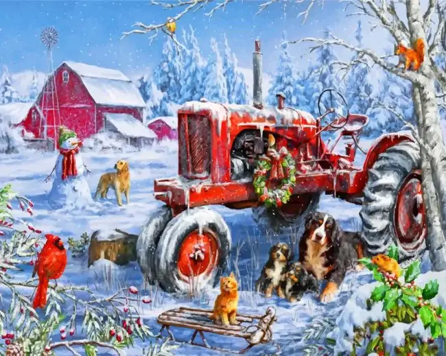 Red Tractor Paint by Numbers