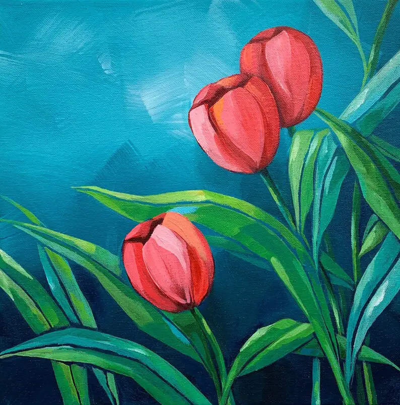 Abstract tulip paintings