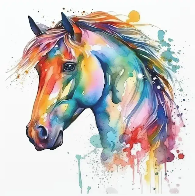 Colorful watercolor horse