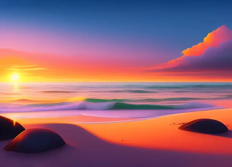 A colorful sunset on the beach