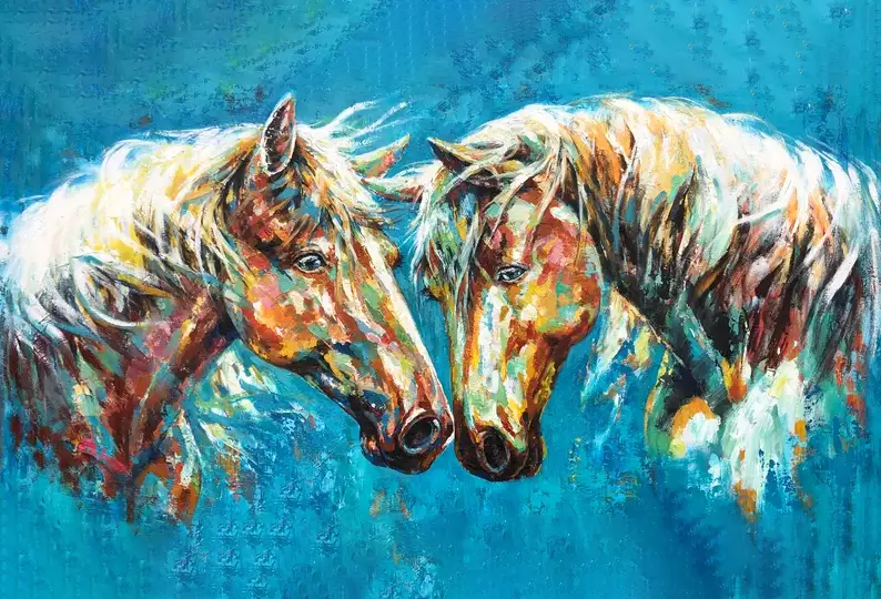 Abstract colorful horses