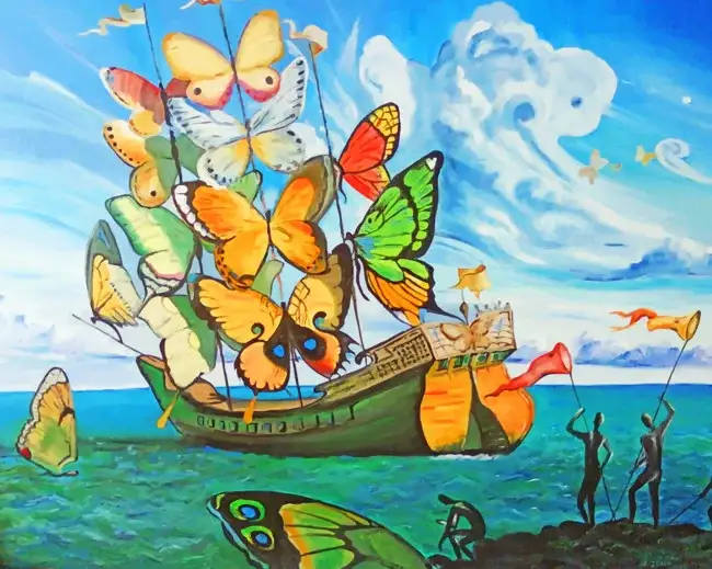 Ship with butterfly sails